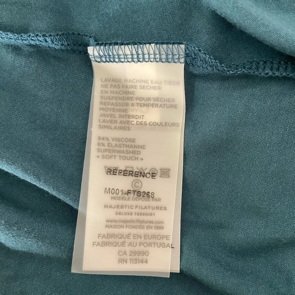NWT Majestic Paris Blue Long Sleeve Scoop neck Top - Picture 6 of 6